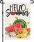 Hello Summer Garden Flags for Outside 12x18 Inch Double Sided Burlap, Watermelon Floral Lemon Sunshine Sign Small Flag Farmhouse Holiday Yard Lawn Outdoor Decorations